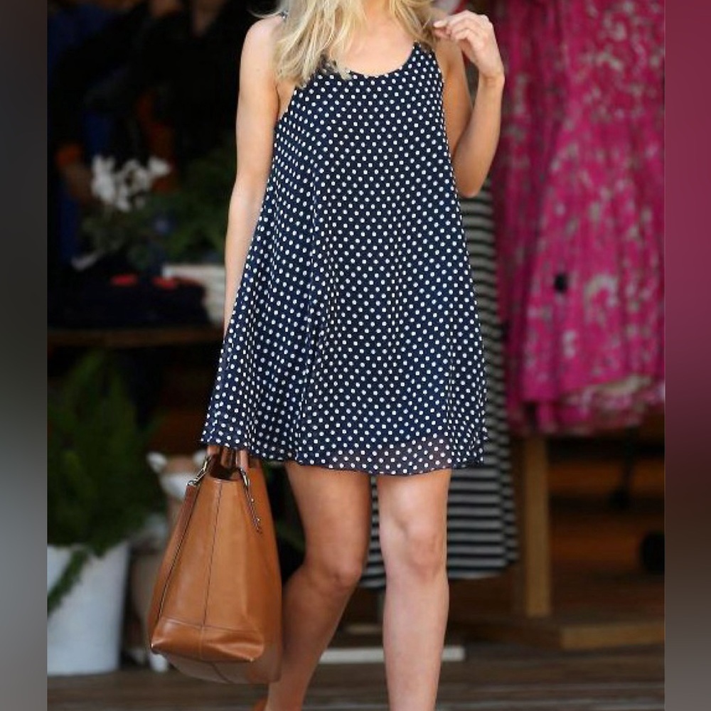 A-Line Black & White Polka Dots Mini Dress Size 4